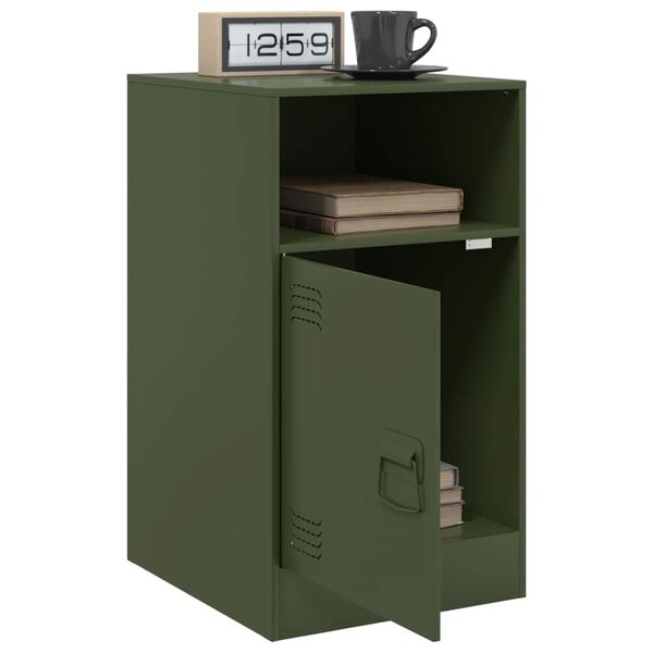 vidaXL Bedside Cabinets 2 pcs Olive Green 34.5x39x62 cm Steel