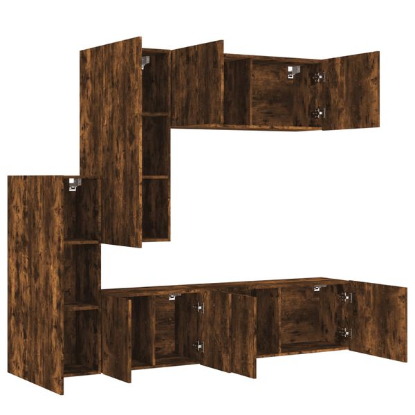 vidaXL 5 Piece TV Wall Units Smoked Oak Engineered Wood