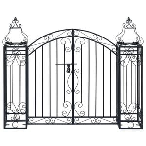 vidaXL Garden Gate | Black | Wrought iron | Medium | Durable | Garden Gate