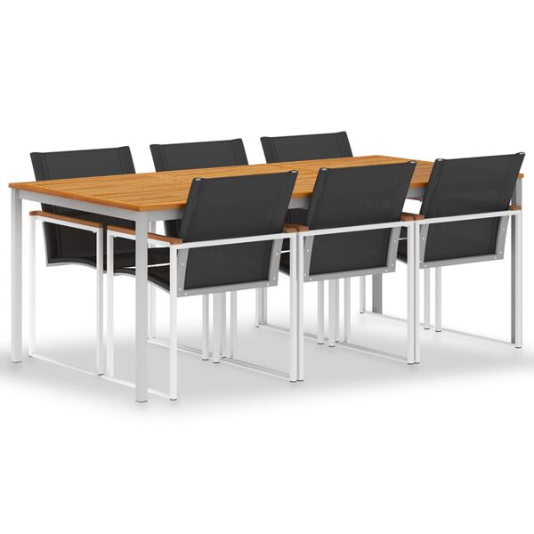 vidaXL 7 Piece Garden Dining Set Solid Teak Wood and Stainless Steel