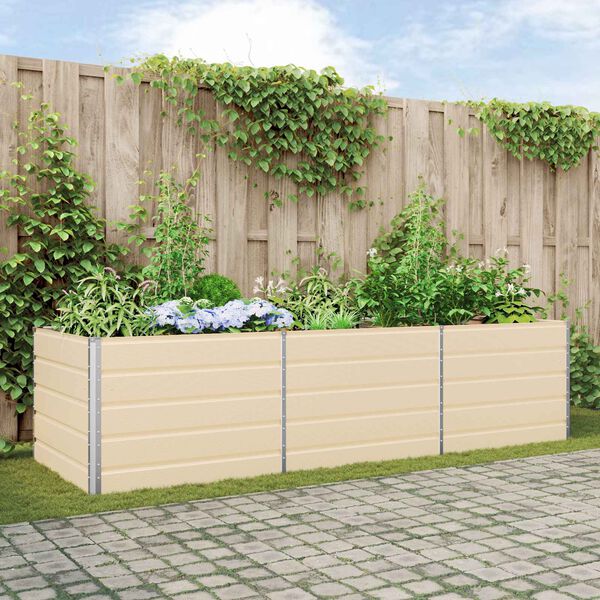 vidaXL Planter Ivory 290 x 100 x 75 cm Galvanised Steel