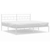 vidaXL Metal Bed Frame without Mattress with Headboard White 193x203cm