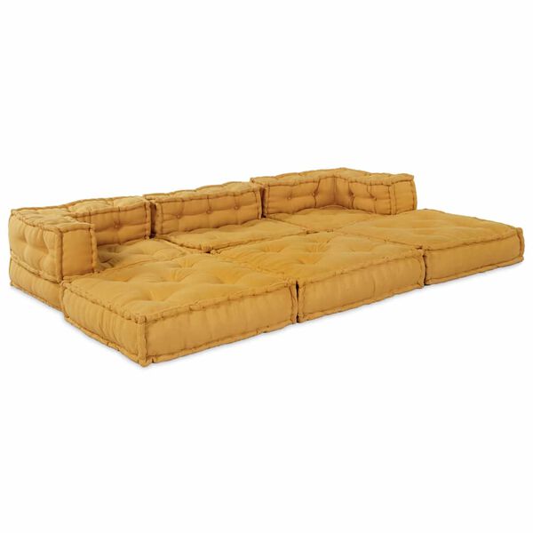 vidaXL Modular Sofa 2 pcs Yellow 140 x 70 x 56 cm Fabric