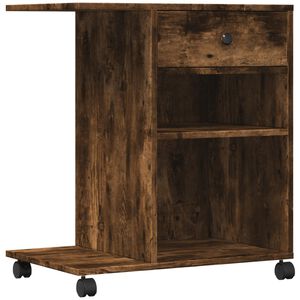 vidaXL Printer Stand with Wheels Smoked Oak 60x40x68.5 cm