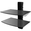 vidaXL 2-tier Wall Mounted Glass DVD Shelf Black