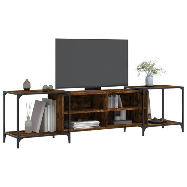 vidaXL TV Cabinet Smoked Oak 203x37x50 cm Engineered Wood
