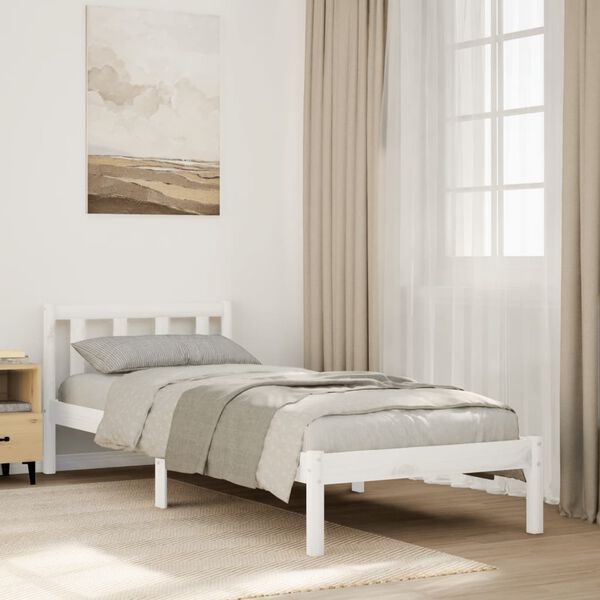 vidaXL Extra Long Bed Frame without Mattress White 90x220 cm Solid Wood Pine
