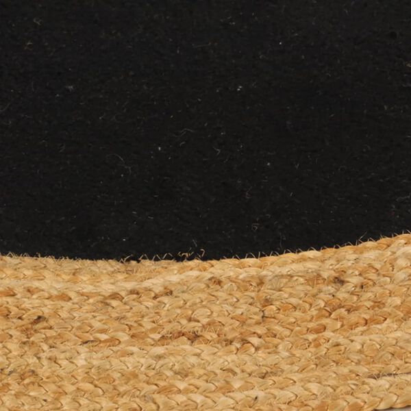 vidaXL Area Rug Braided Black & Natural 120 cm Jute & Cotton Round