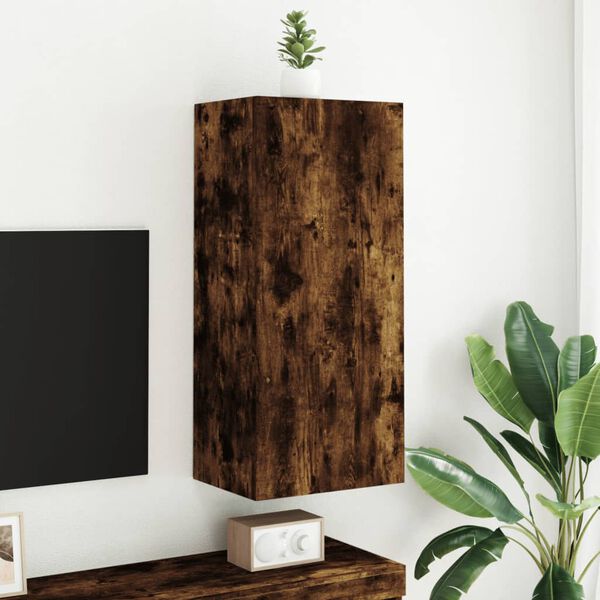 vidaXL TV Wall Cabinet Smoked Oak 40.5x30x90 cm Engineered Wood