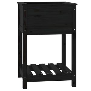 vidaXL Planter with Shelf Black 54x54x81 cm Solid Wood Pine