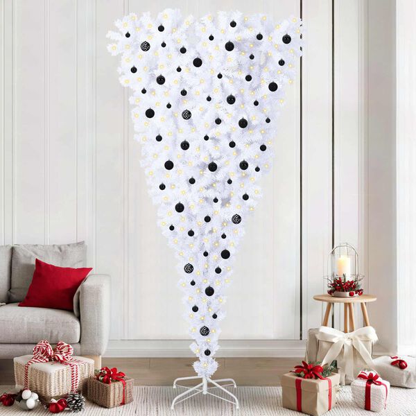vidaXL Artificial Christmas Tree with Stand White 240 cm PVC and Steel