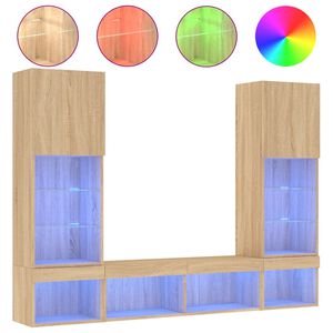 vidaXL 5 Piece TV Wall Units with LED Sonoma Oak Engineered Wood