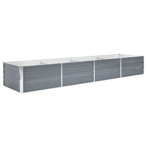 vidaXL Raised Bed | Grey | Galvanised steel | 320x80x45 cm | Strong and Durable