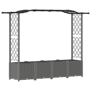 vidaXL Raised Bed with Trellis and Roof Light Grey 204 x 40 x 141 cm