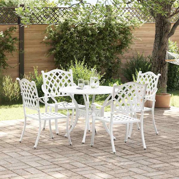 vidaXL Garden Dining Set 5 pcs White Aluminium