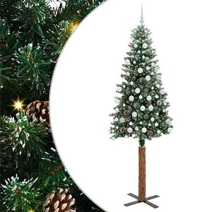 vidaXL Slim Christmas Tree with 300 LEDs Green and White 210 cm