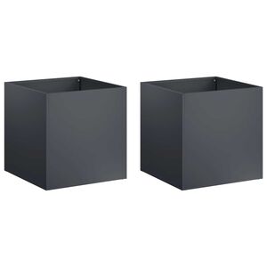vidaXL Garden Planter 2 pcs Anthracite 25 x 25 x 25 cm