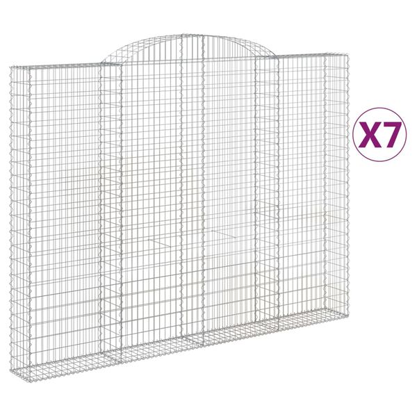 vidaXL Arched Gabion Baskets 7 pcs 300x30x220/240 cm Galvanised Iron