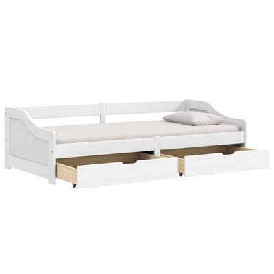 vidaXL Day Bed with 2 Drawers White 90x200 cm Solid Wood Pine IRUN