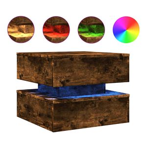 vidaXL Coffee Table with LED Lights Smoked Oak 50x50x40 cm