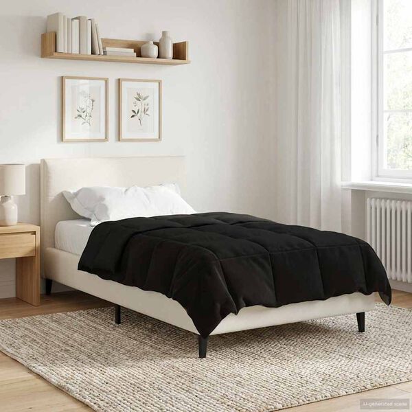 vidaXL Full Year Duvet Quilted Black 135 x 220 cm Microfiber