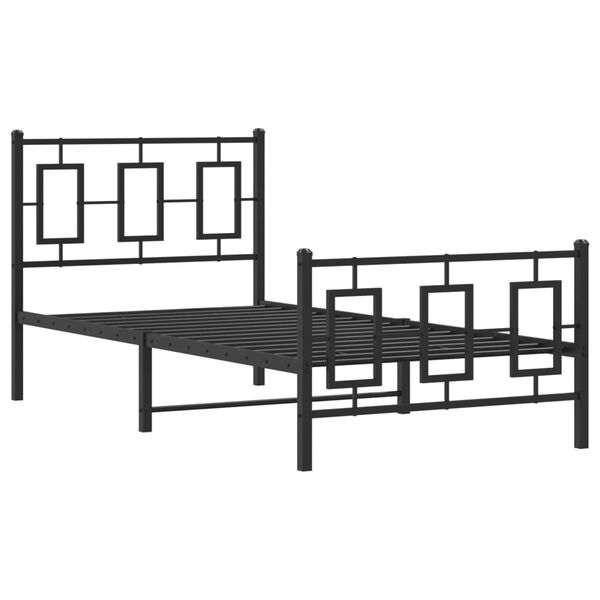 vidaXL Metal Bed Frame without Mattress with Footboard Black 90x200cm