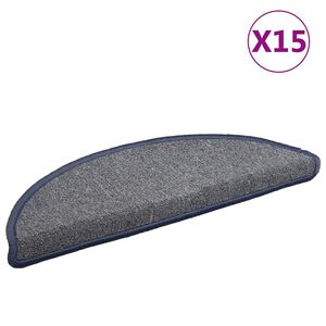vidaXL Stair mats 15 pcs 56 x 17 x 3 cm Non-Slip Light Grey and Blue