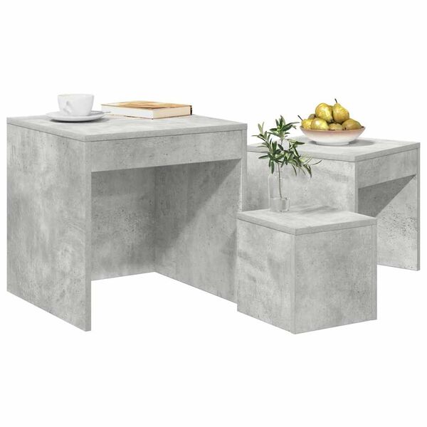 vidaXL Nesting Tables 3 pcs Concrete Grey Engineered Wood
