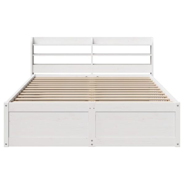 vidaXL Bed Frame with Headboard White 120x200 cm Solid Wood Pine