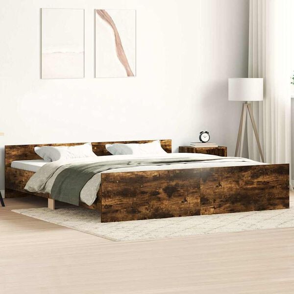 vidaXL Bed Frame without Mattress Smoked Oak 160x200 cm
