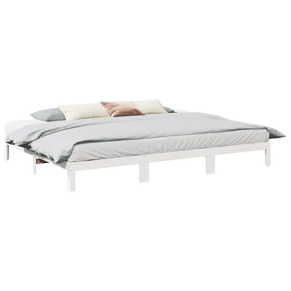 vidaXL Family Bed Frame No Mattress White 270x200 cm Solid Wood Pine
