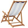 vidaXL Folding Beach Chairs 2 pcs Blue and White Fabric and Solid Wood