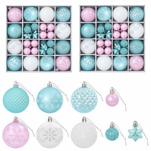 vidaXL Christmas Ball Set 88 pcs Turquoise, Pink and White &Oslash; 6 cm