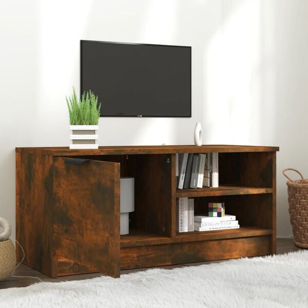 vidaXL TV Cabinet Smoked Oak 80x35x36.5 cm Engineered Wood