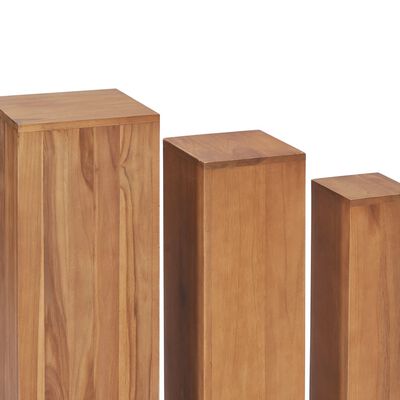 vidaXL 3 Piece Plant Stand Set Solid Teak Wood