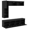 vidaXL TV Cabinet with LED 7 pcs Black Oak Engineered Wood