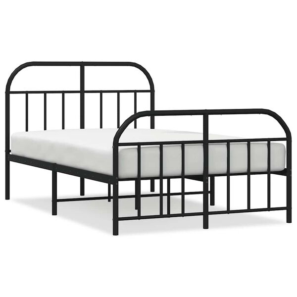 vidaXL Metal Bed Frame without Mattress with Footboard Black 120x200cm