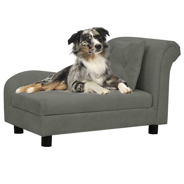 vidaXL Dog Sofa with Pillow Dark Grey 83x44x44 cm Plush