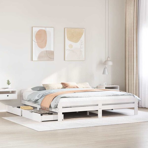 vidaXL Bed frame without Mattress White 180x200 cm Super King Solid Wood Pine