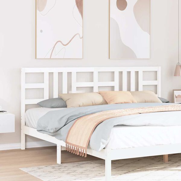 vidaXL Bed Headboard White 206x4x100 cm Solid Wood Pine