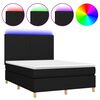 vidaXL Box Spring Bed with Mattress&LED Black 140x190 cm Fabric