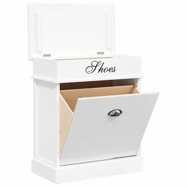 vidaXL Shoe Cabinet White 50x28x58 cm Paulownia Wood