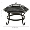 vidaXL 2-in-1 Fire Pit and BBQ with Poker 56x56x49 cm Steel