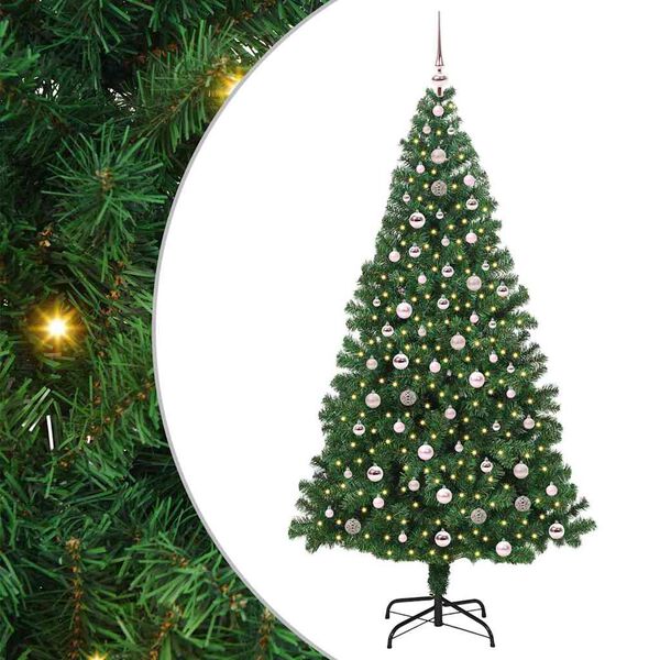 vidaXL Artificial Christmas Tree with 300 LEDs with Stand Green 240 cm
