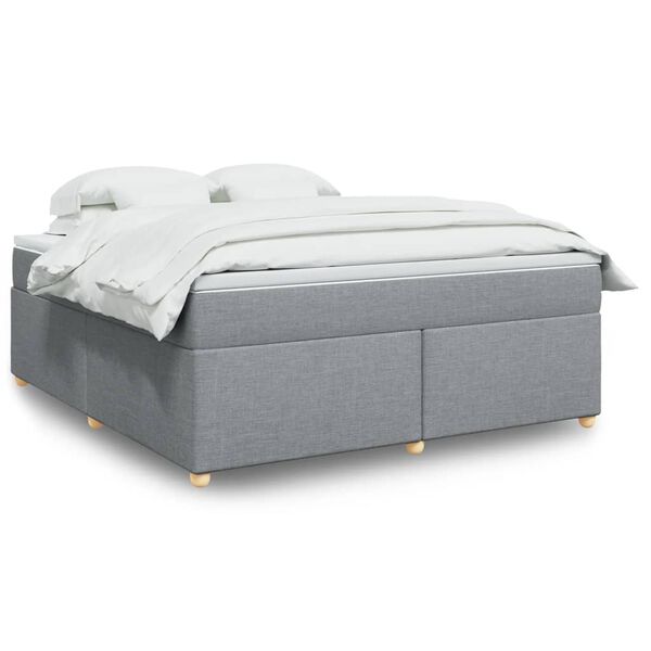 vidaXL Box Spring Bed with Mattress Light Grey 180x200 cm Fabric