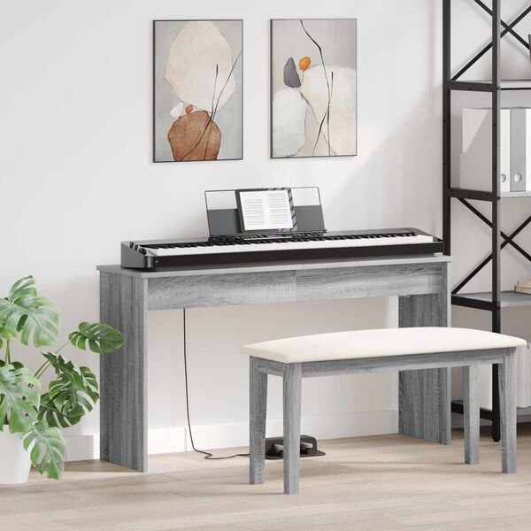 vidaXL Keyboard Stand Grey Sonoma 120 x 32 x 64 cm Engineered Wood