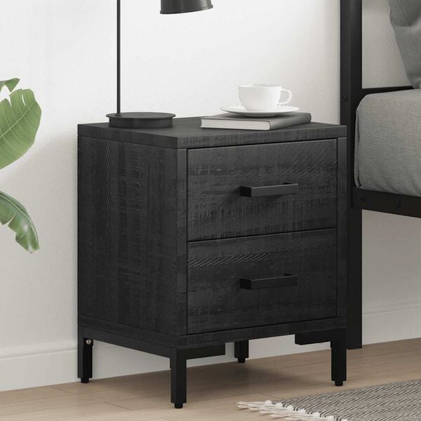 vidaXL Bedside Cabinet Black 36x30x45 cm Solid Pinewood