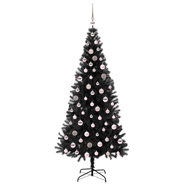 vidaXL Christmas Tree with 300 LEDs with Stand Black 210 cm PVC
