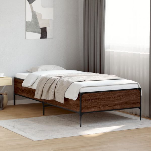 vidaXL Bed Frame without Mattress Brown Oak 90x190 cm Single