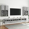 vidaXL 7 Piece TV Wall Cabinet Set with LED Lights Concrete Grey